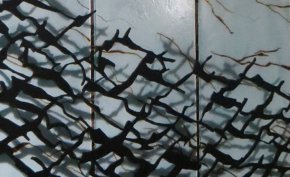 Rhizome - sculpture de verre et de fer