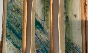 Triptyque - oeuvres murales de bois et de verre